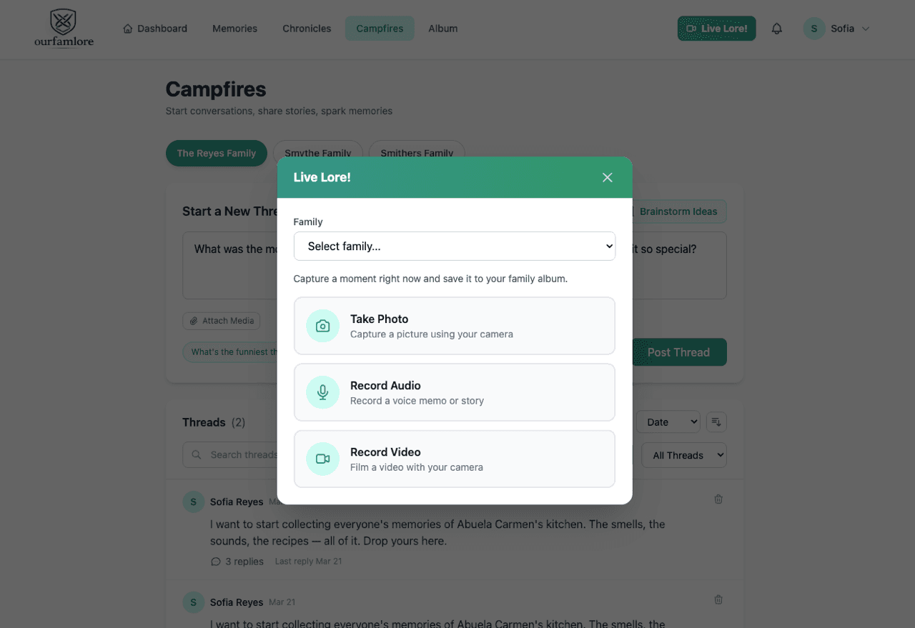 OurFamLore Live Lore capture